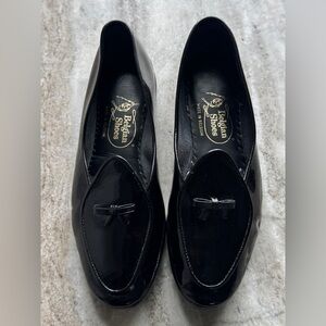 Belgian Shoes Midinette Slipper Patent Leather Black Loafer 4.5 Flat $750 Shiny